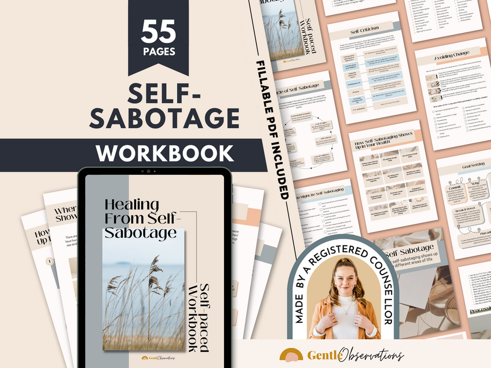 Self-Sabotage Workbook: Healing, 55 pages, fillable PDF