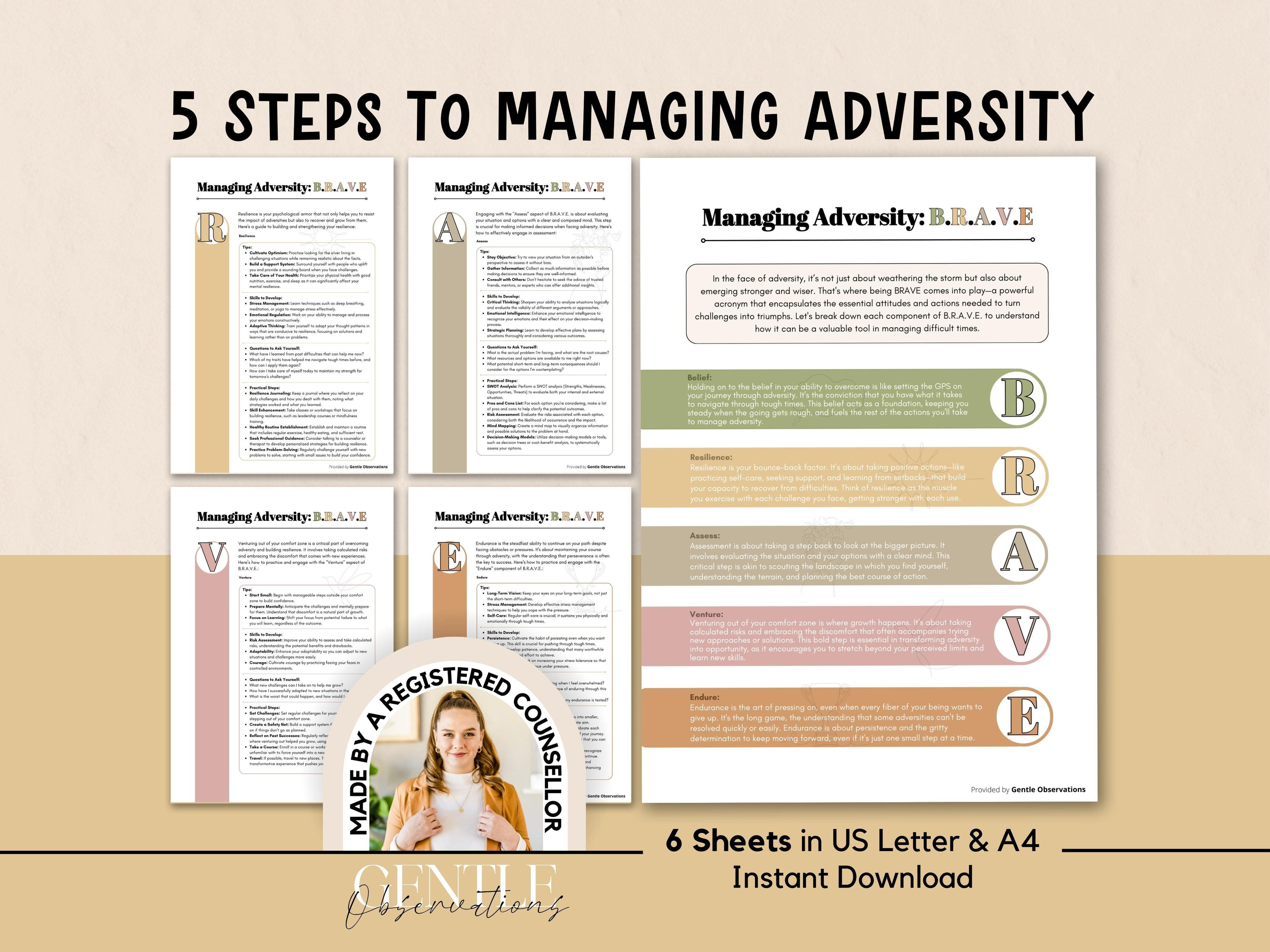 Managing Adversity - B.R.A.V.E - Acronym Psychoeducational Handout