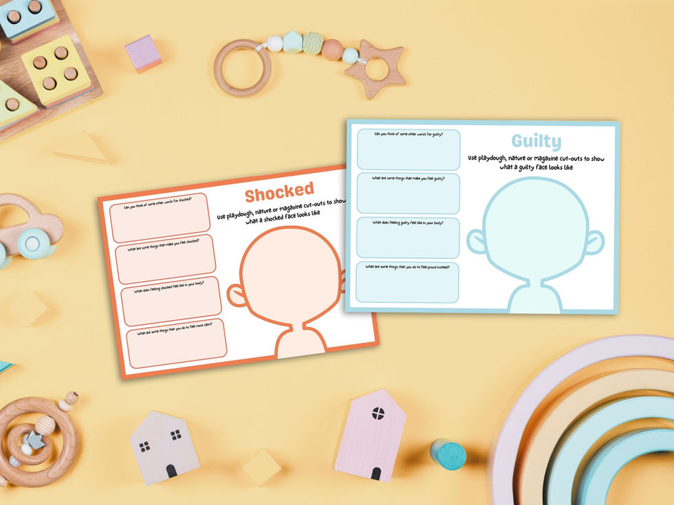 Emotion cards for kids: Shocked and Guilty