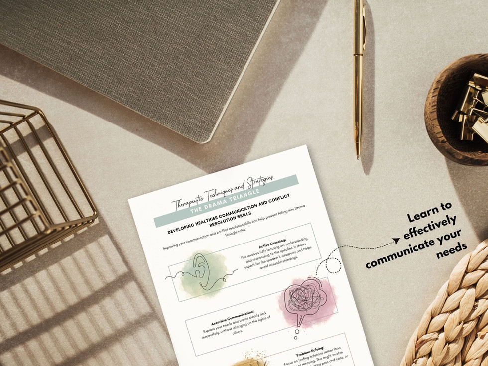 Therapeutic Techniques worksheet on The Drama Triangle