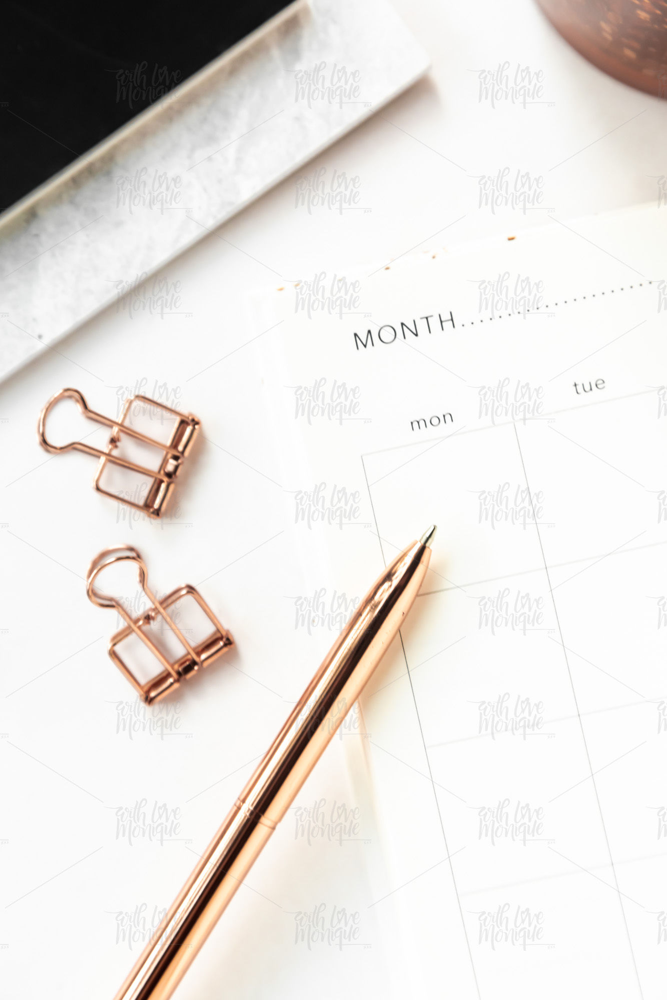 Rose Gold on White Desk 056