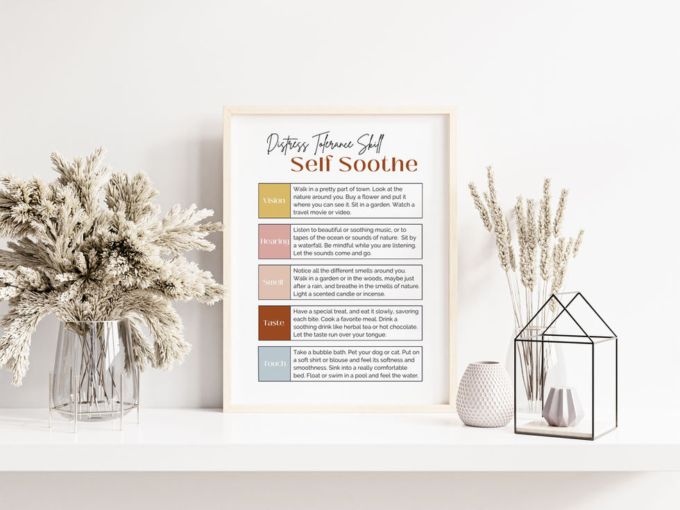 Self Soothe distress tolerance techniques poster