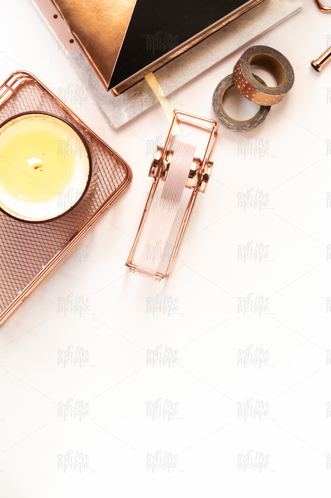 Rose Gold on White Desk 079