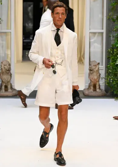 Shorts on the runway at the Ralph Lauren Men spring 2027 show in Milan.