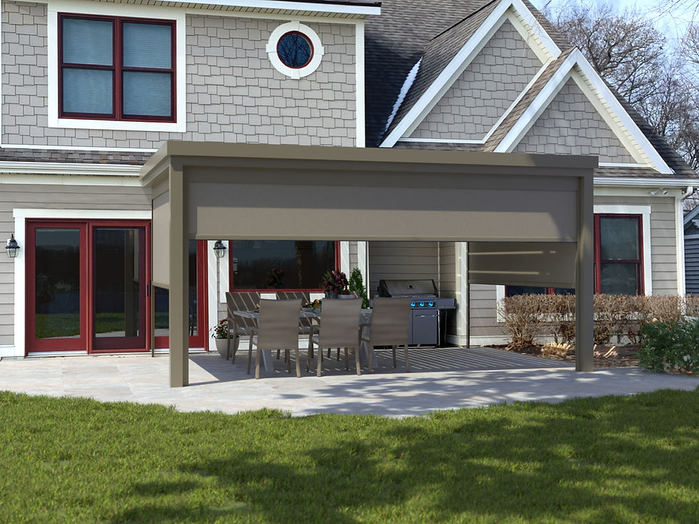 StruXure Pergola X with side screens over patio
