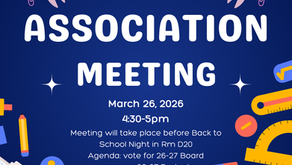 Association Meeting: March 26th 4:30-5pm | Slate for 2026-27 Elections