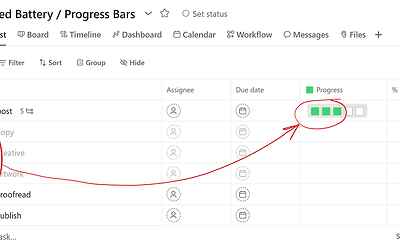 🔋Automated task progress battery bars to show completion of subtasks
