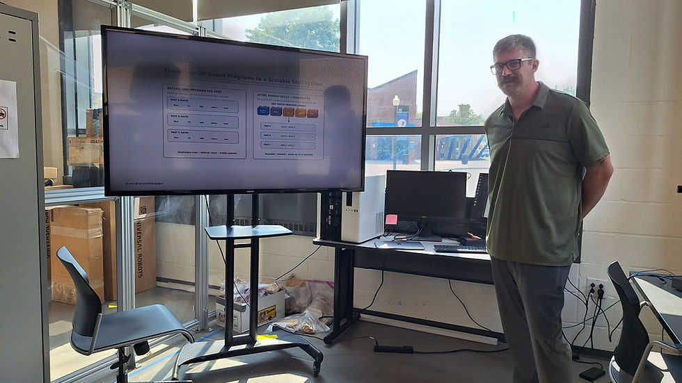 Student demonstrates the workflow applications that translate to the equipment demonstrated afterward.