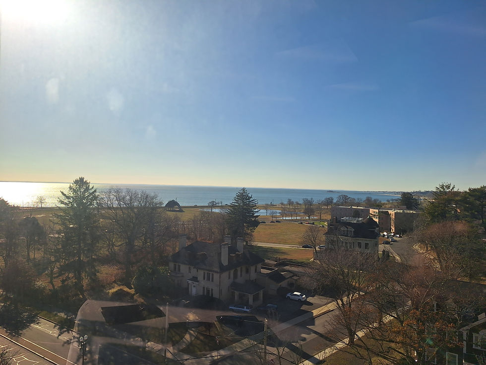 Scenic view from the Magnus Wahlstrom Library at the University of Bridgeport, CT. 
