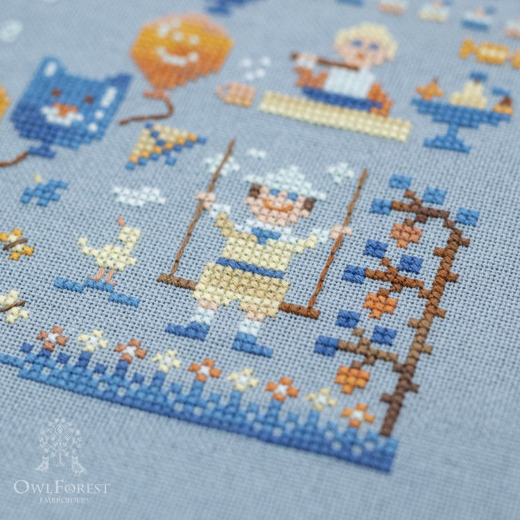 サムネイル： Chart-Happy Childhood. Birth Sampler for Boys