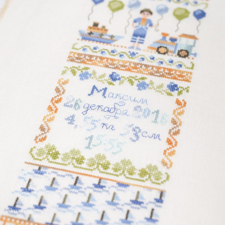 サムネイル： Chart-Vertical Birth Sampler for Boys