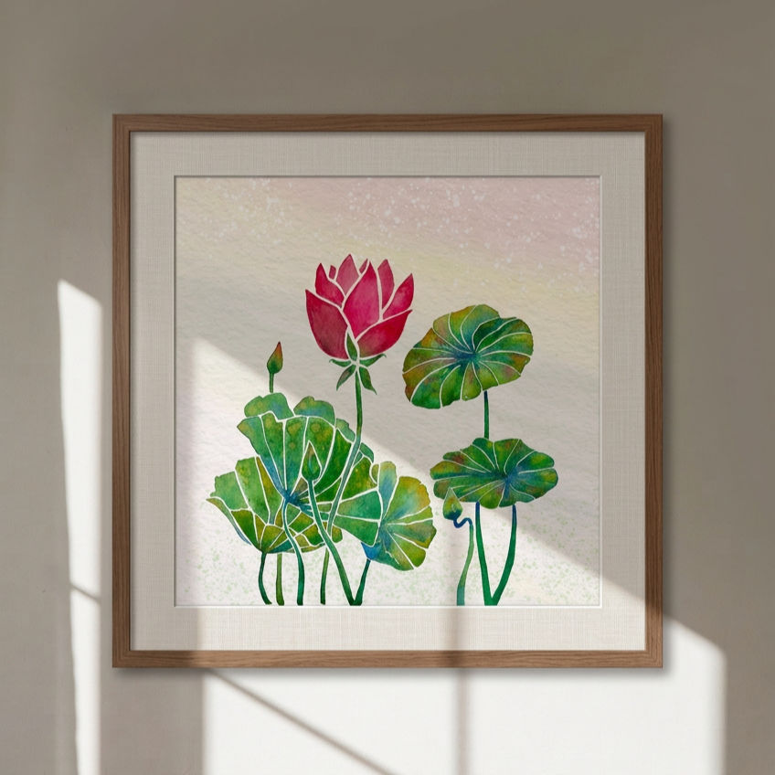 Limited Lotus Art Print | Watercolour Art – Mixed Media