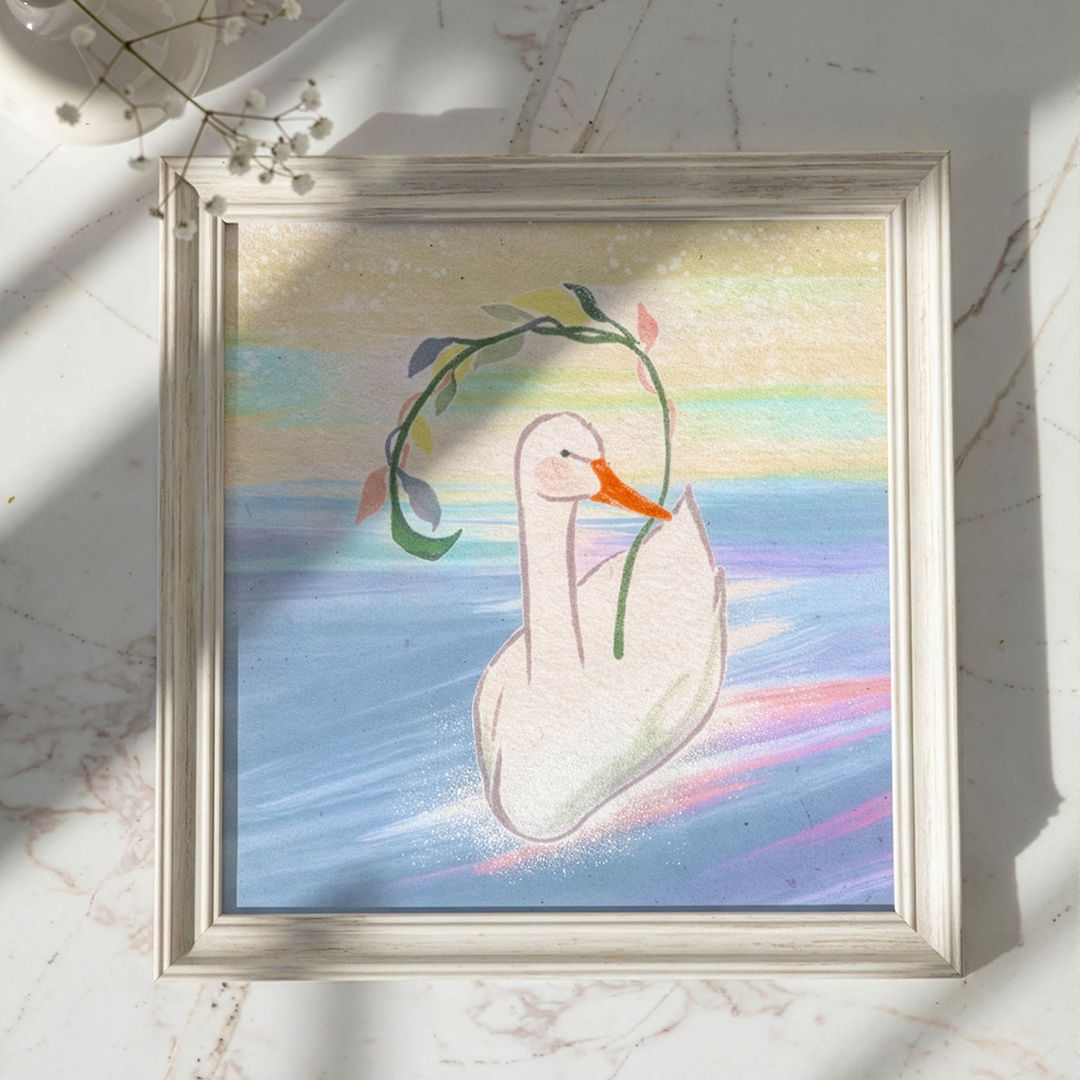 Limited Swan Art Print | Watercolour Art – Mixed Media