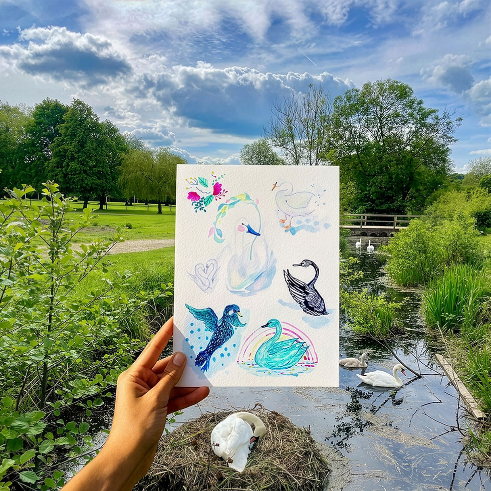 Finding Inspiration in Nature: Sketching Swans for a Mixed Media Art Print