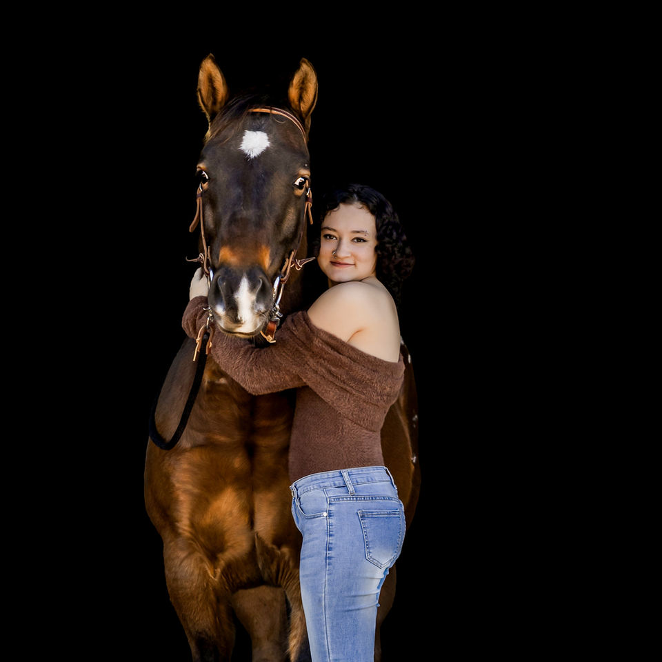 Fine art horse and teenager portrait in Oklahoma.