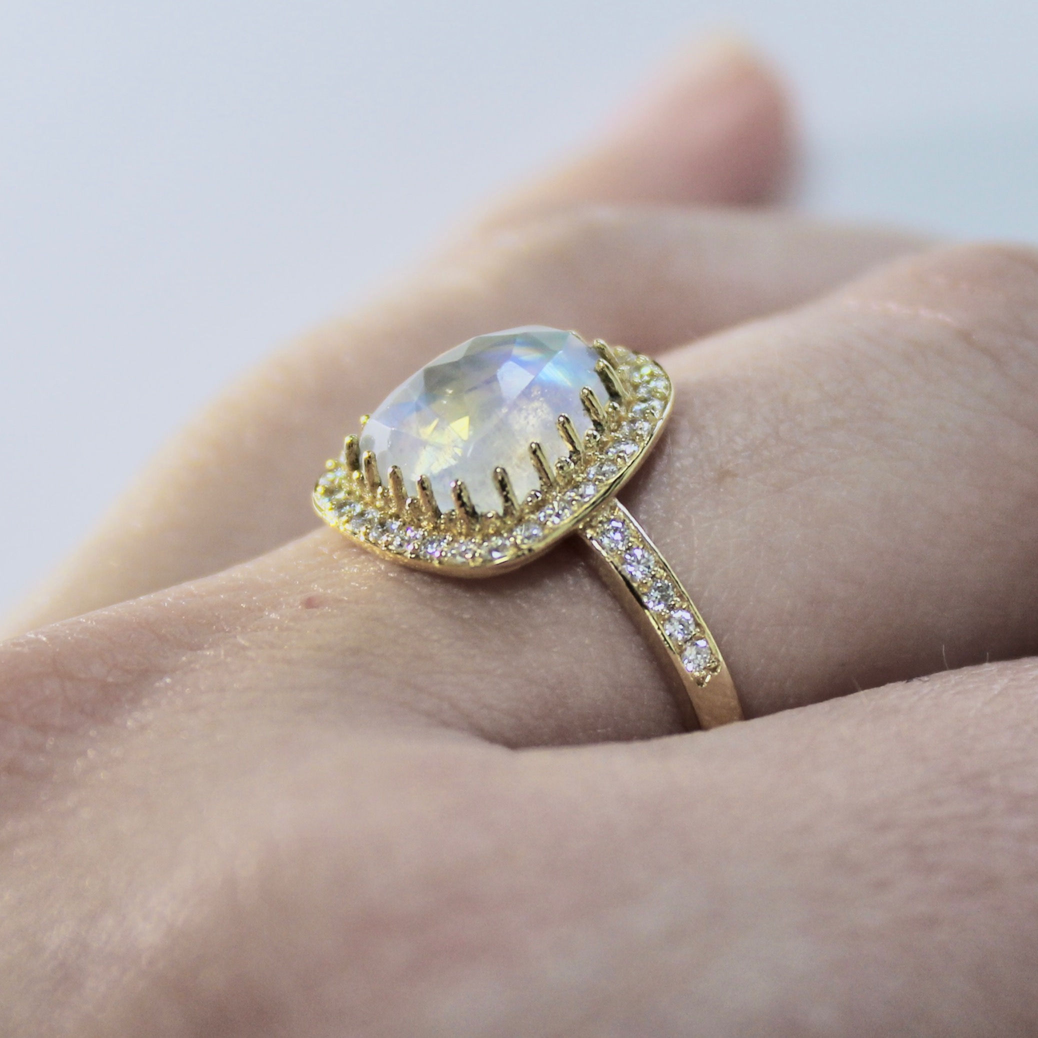 Moonstone and Diamonds Ring