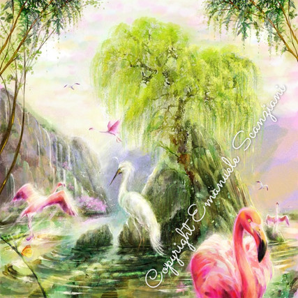 ES018-1 WHITE CRANE FLAMINGO