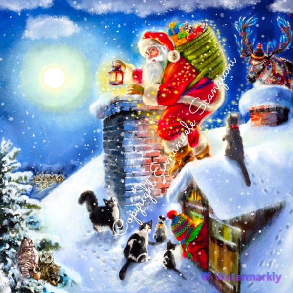 ES083-1 SANTA ON THE ROOF