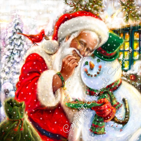 ES009-5 SANTA AND SNOWMAN CARDINAL