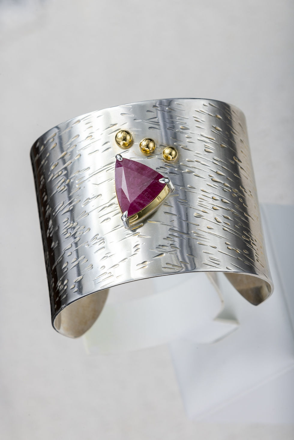 2" Ruby SS Cuff with 18k Gold