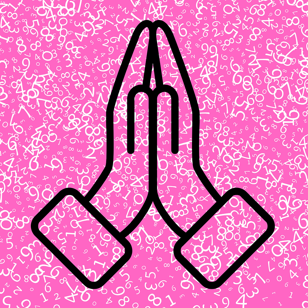 prayer hands and numbers counting