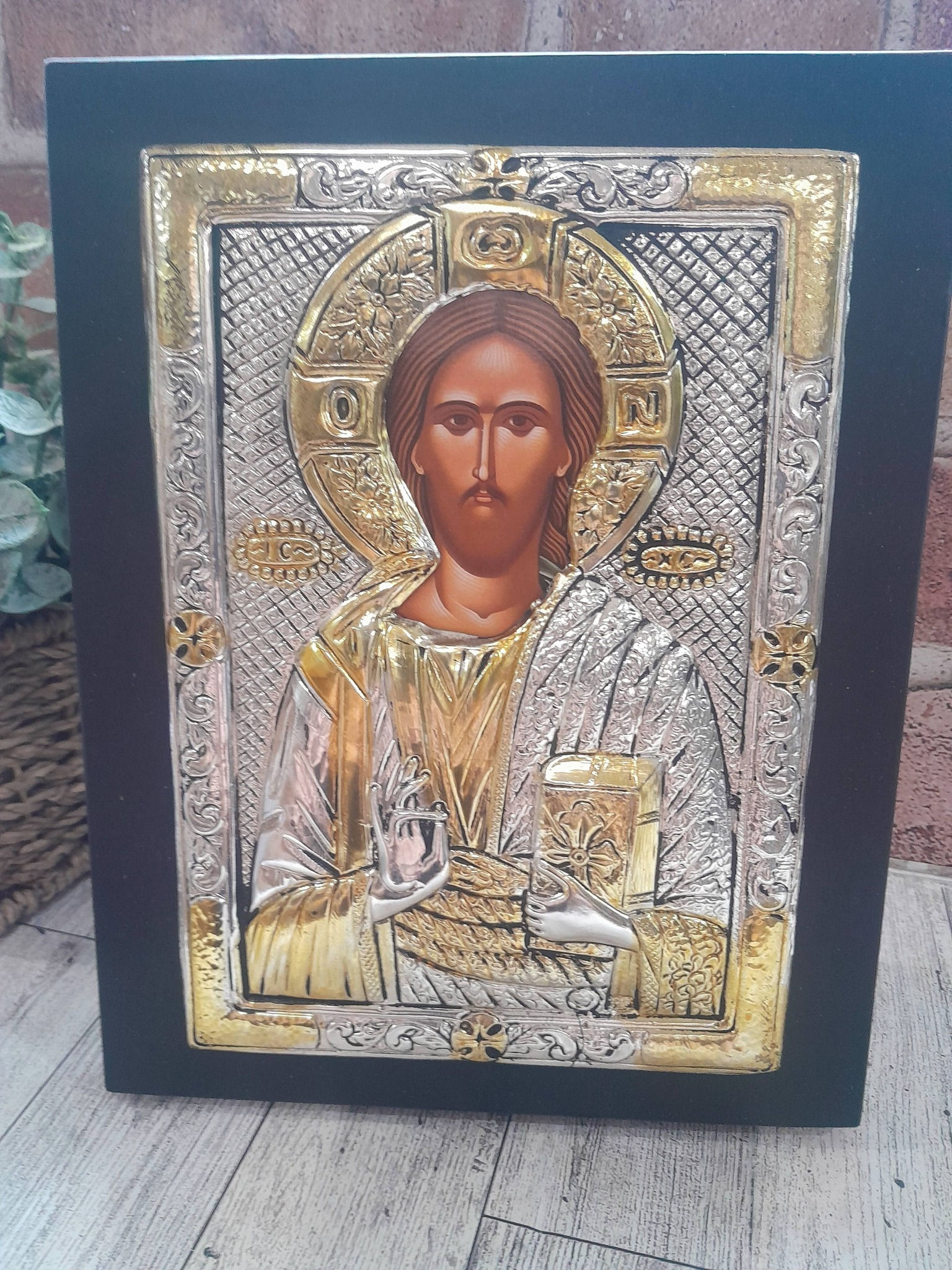 Silverplated Icon of Our Lord and Savior