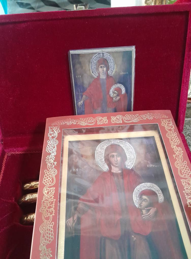 Thumbnail: Icon of St. Paraskevi Placed on the Saint's Relic