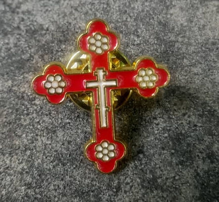 Pin Three Bar Cross - Red