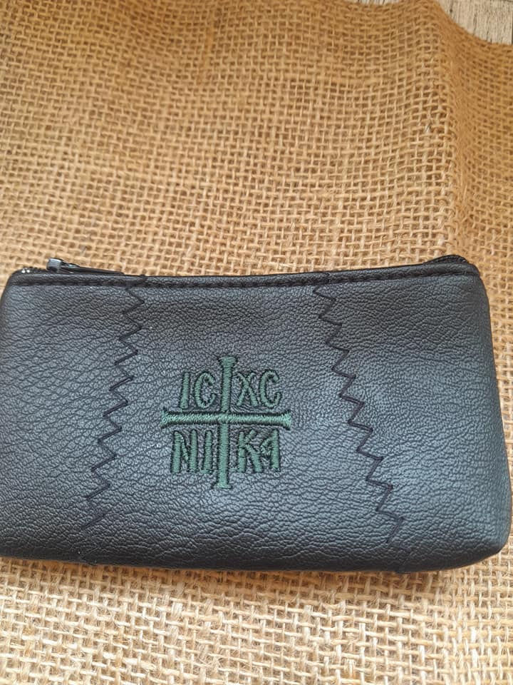 Leather IC XC NIKA Bag Black with Green Embroidery