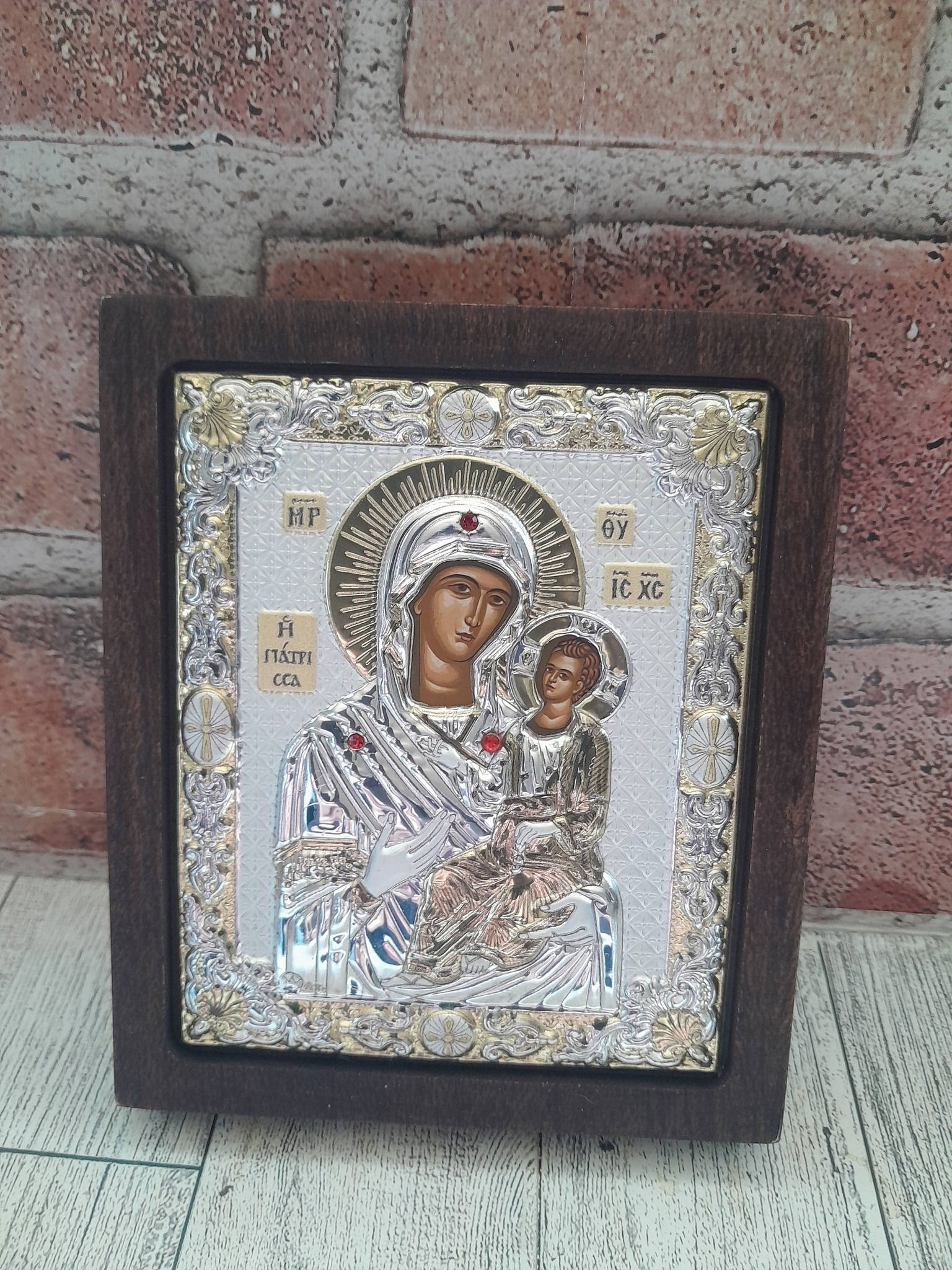 Silver Icon of Theotokos Quick to Hear