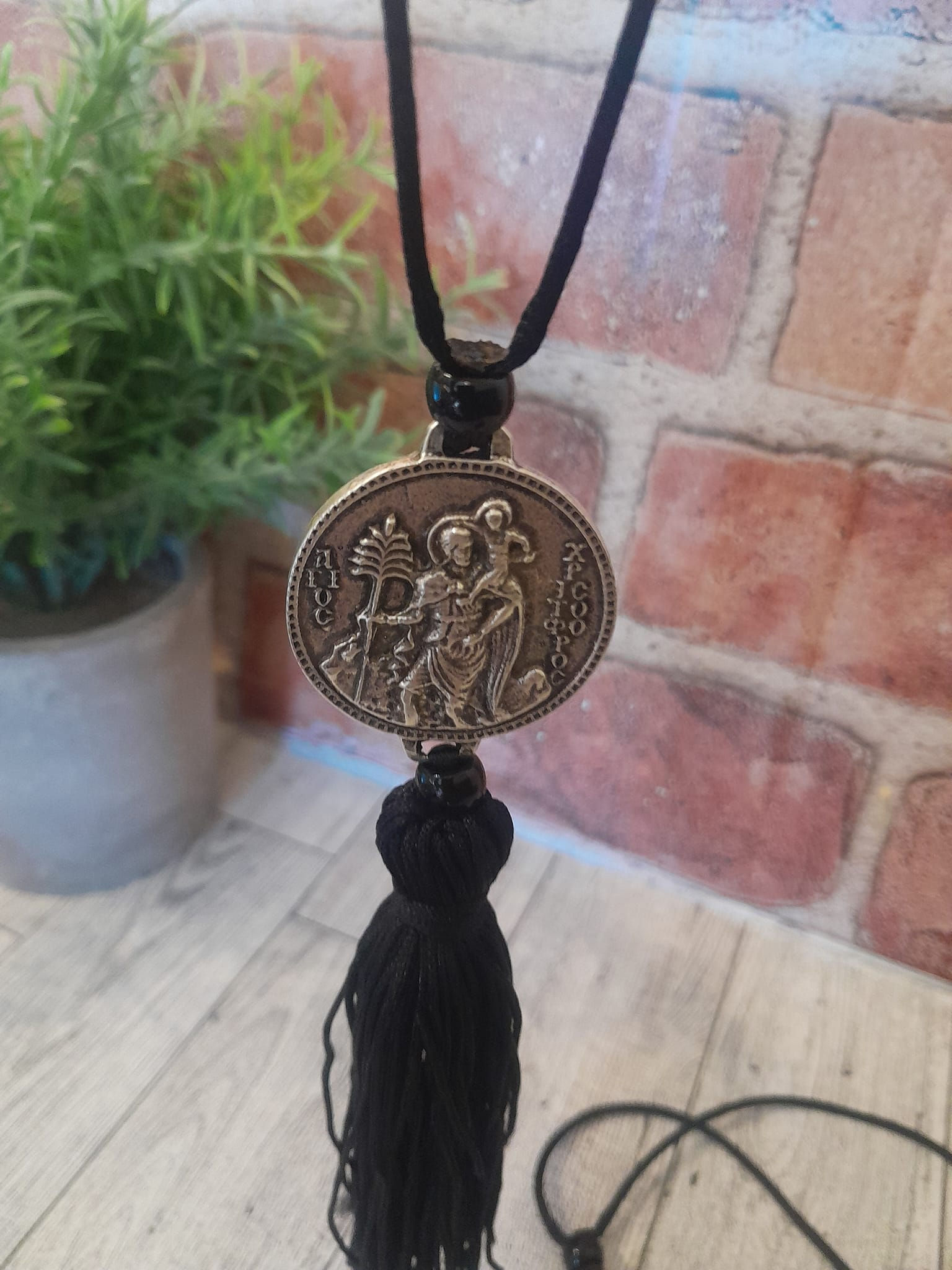 Handmade Car Pendent of St. Christopher/ICXC NIKA