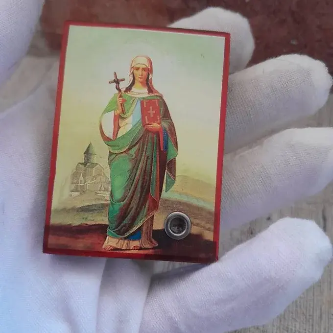 Mini Icon of St. Nina the Enlightener with Reliquary