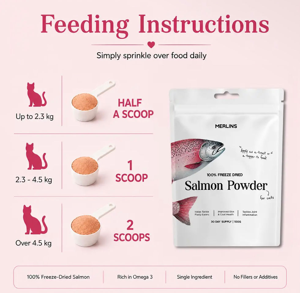 Thumbnail: Merlins 100% Freeze Dried Salmon Powder For Cats - 100% Natural Norwegian Salmon