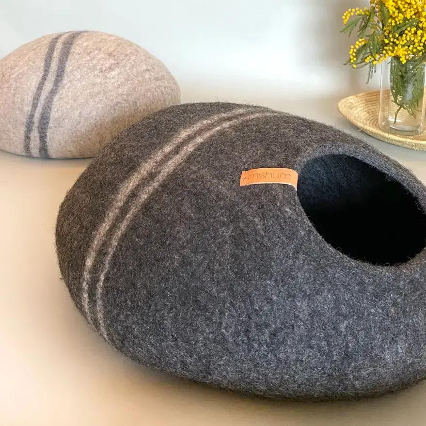 Petra Cat Cave - Favourite Spot for Pets - 100% felted wool
