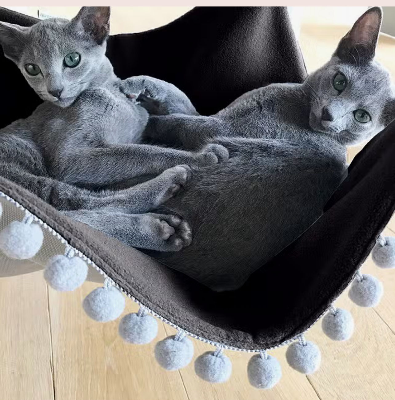 Warm Mist Wool Hammock with Pom Poms