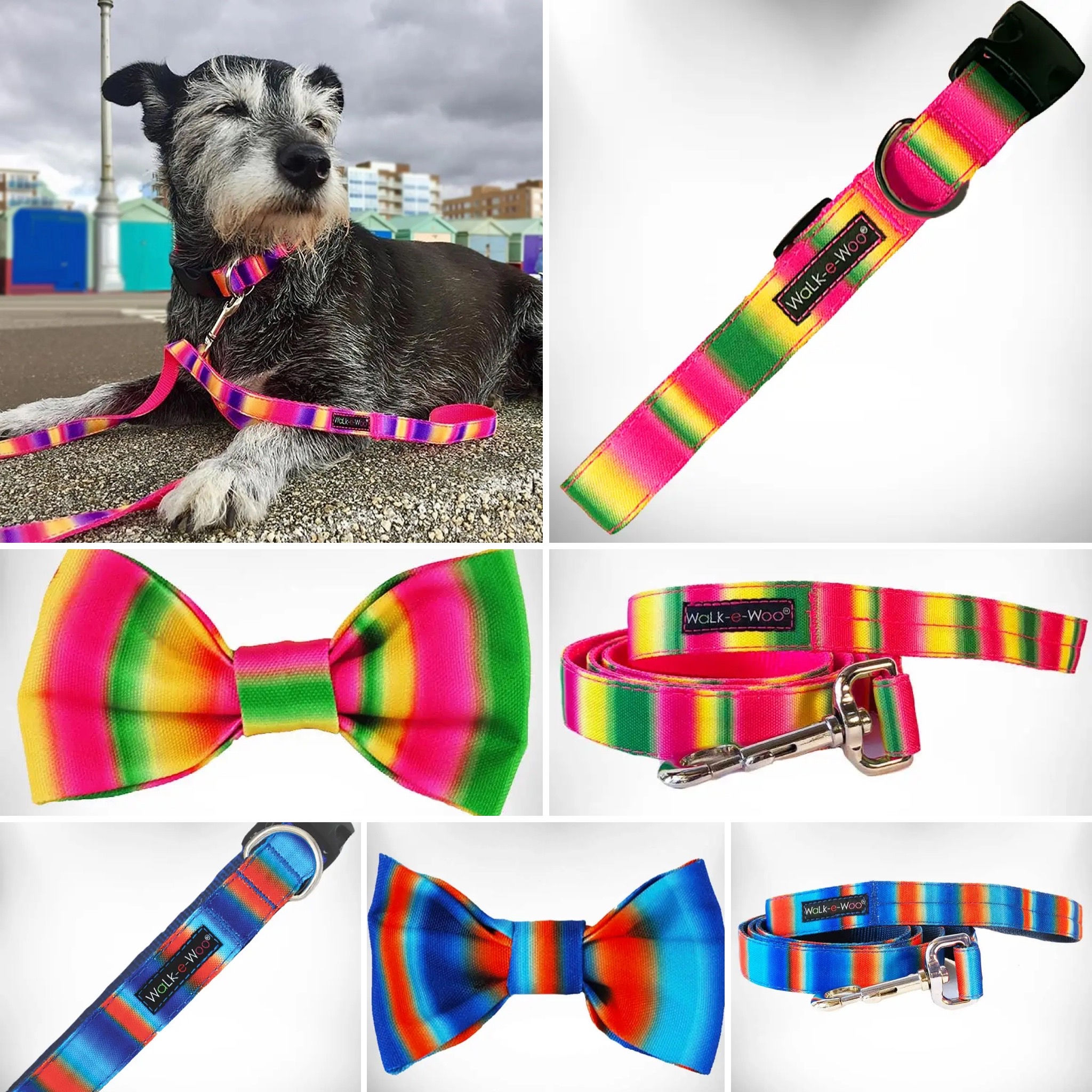 TIE DYE COLLAR - LEAD & BOW - By Walk-e-Woo
