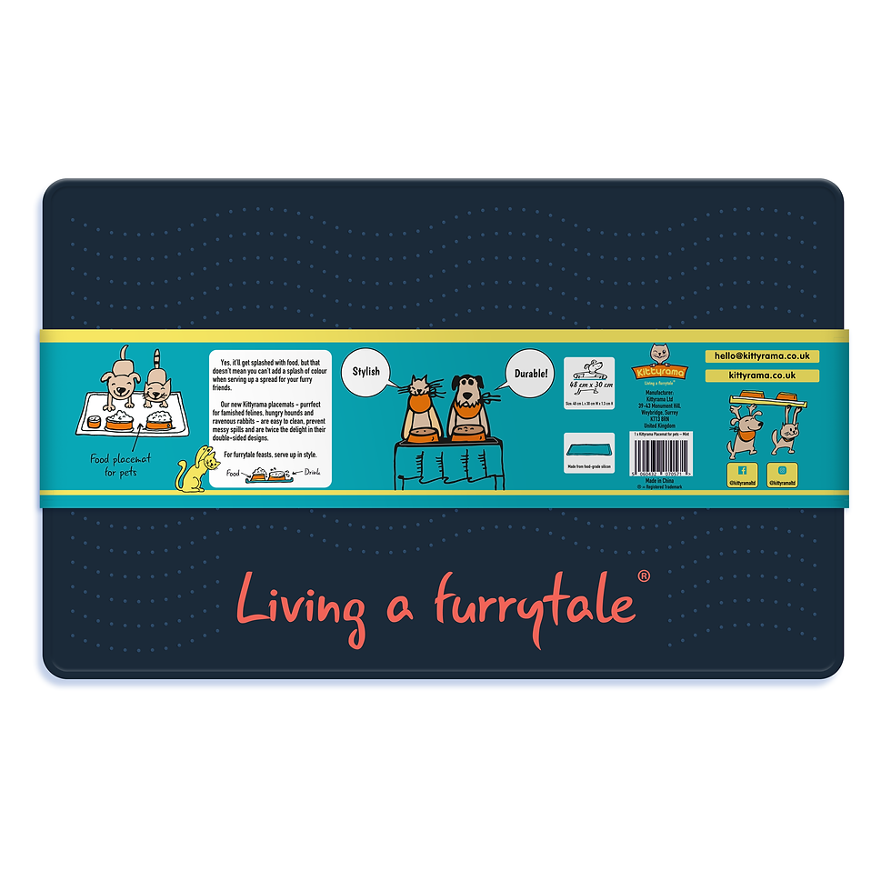 Thumbnail: Kittyrama Chilli Dual-Sided Pet Food Mat. Contains Spills