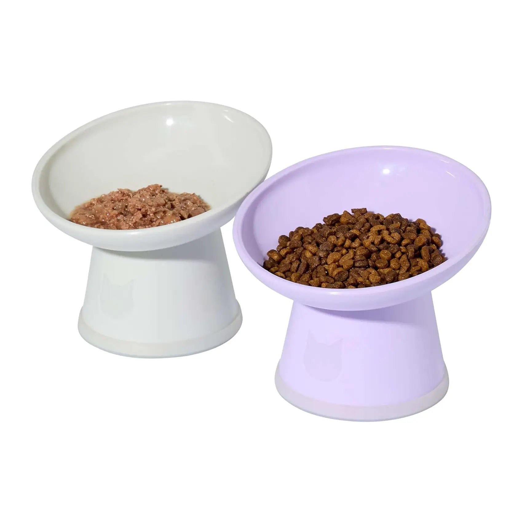Tilted Stress Free Raised Cat Food Bowl Basic Edition 2p