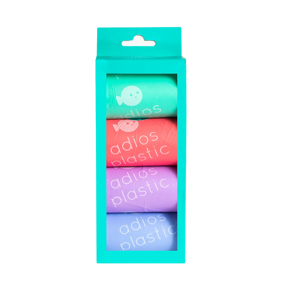 Adios Plastic Compostable Dog Poo Bags - 8 Rolls in Rainbow (120 Bags)
