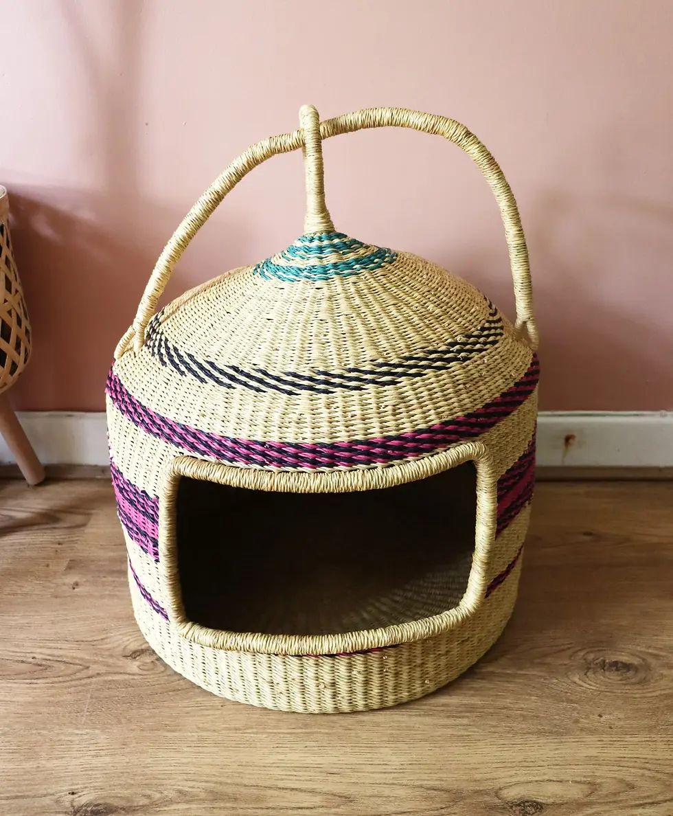 Thumbnail: Natural Brown, Handwoven Cat Basket