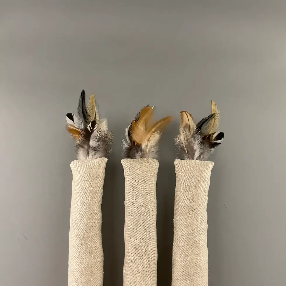 Thumbnail: Large Hemp fabric and Feathers Cat Kicker Toy with Catnip