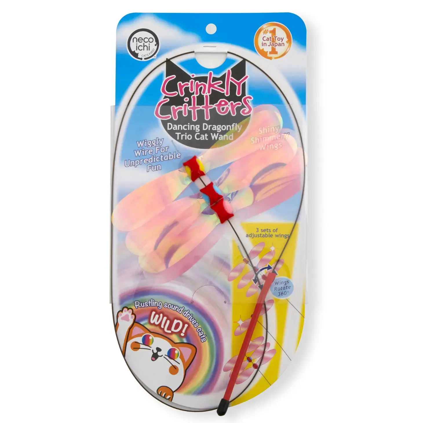 Crinkly Critters Dancing Dragonfly Trio Cat Wand by Necoichi