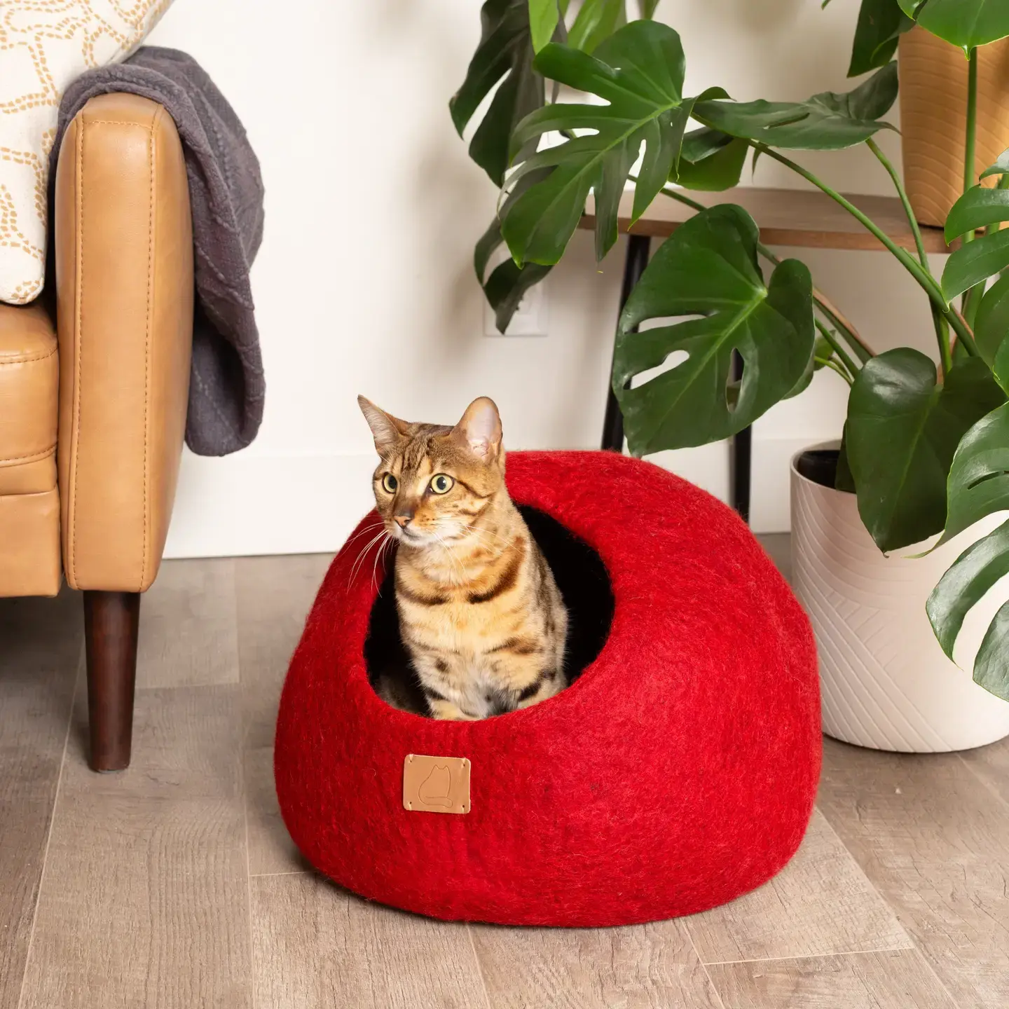 Large Felted Wool Cat Cave Bed