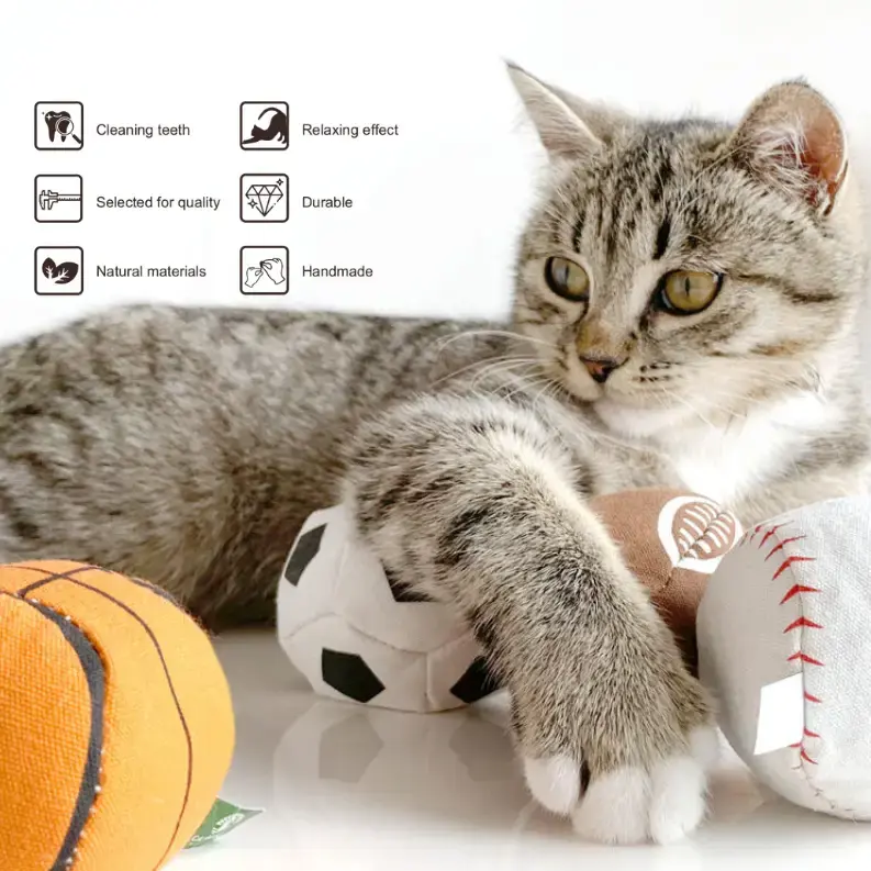 100% Silvervine/Catnip Filled Sport Ball Set - 4-Pack