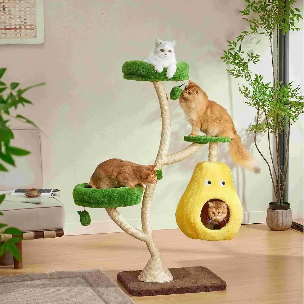 Thumbnail: Michu Verde Solid Wooded Base Cat Tree