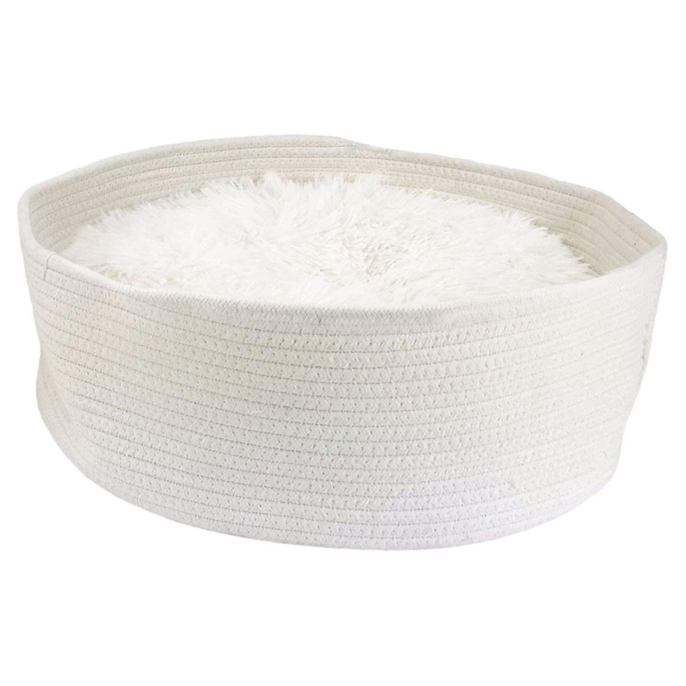 Thumbnail: ROUND ROPE PET BASKET WITH FLUFFY CUSHION