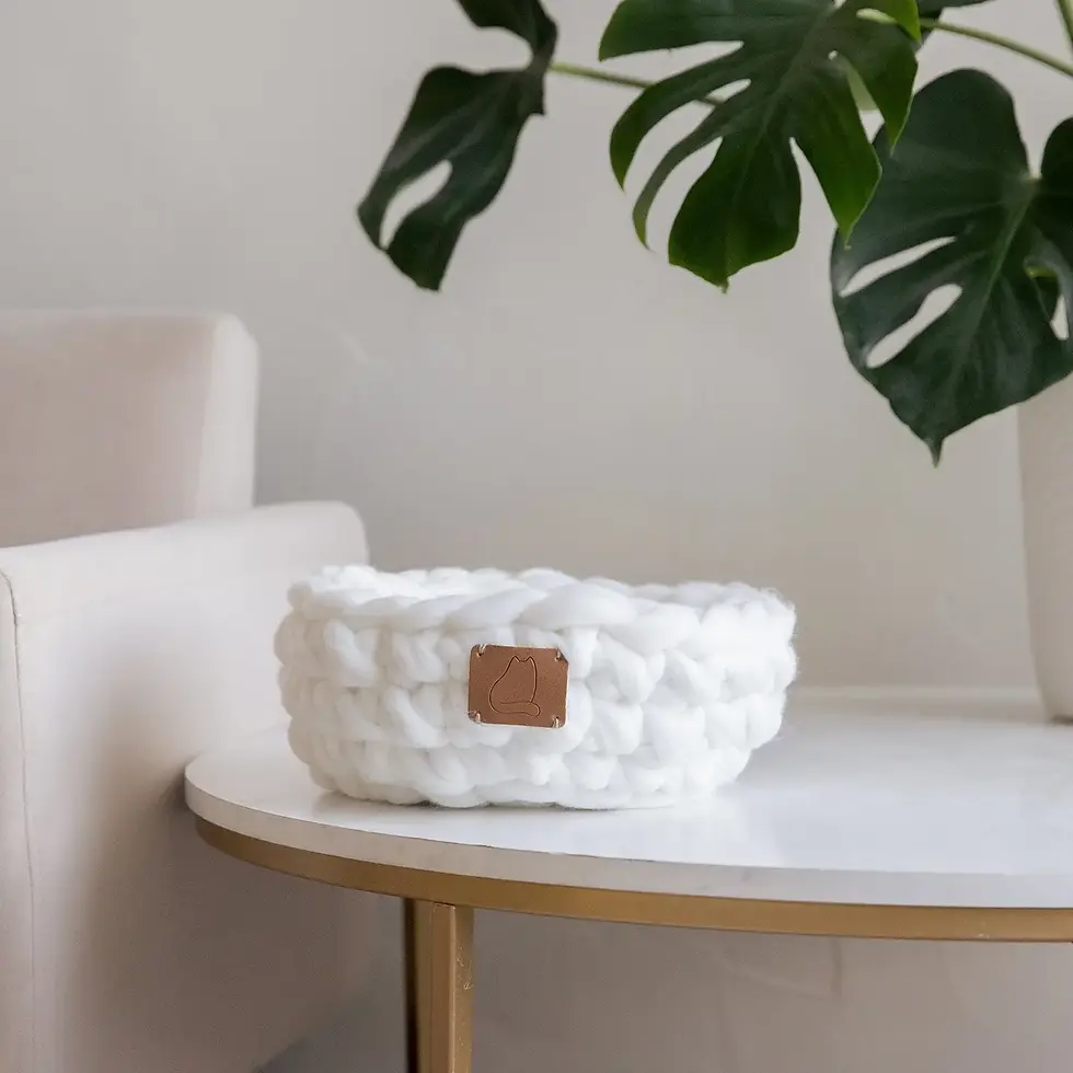 Thumbnail: Large Cosy Chunky Knit Wool Cat Beds by Fuzzy Cove