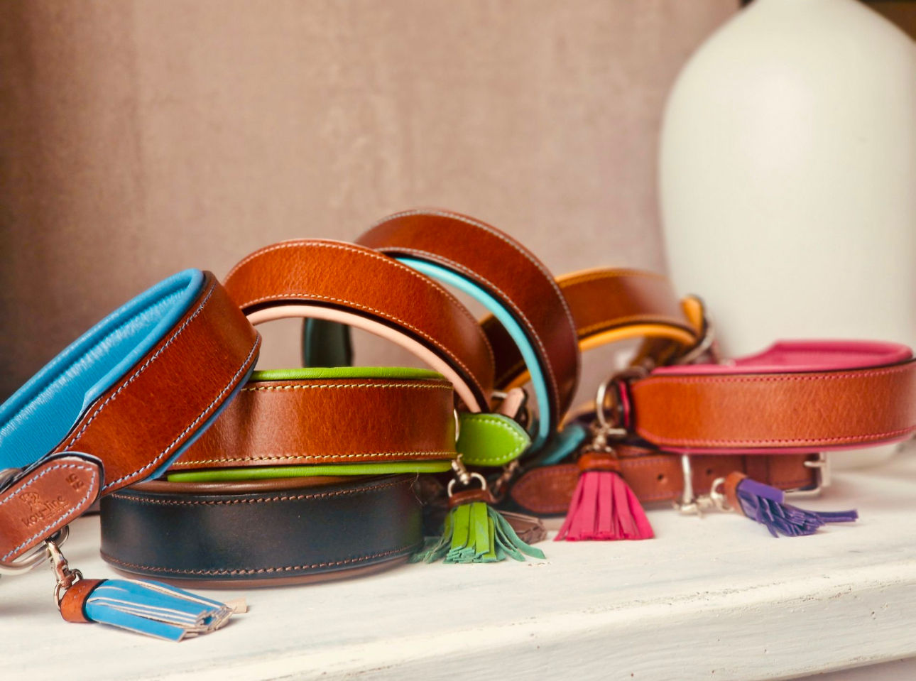 Leather Collar Two Tone Dog Collar