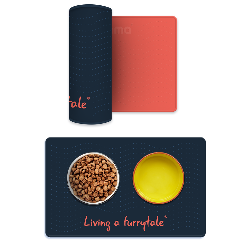 Thumbnail: Kittyrama Chilli Dual-Sided Pet Food Mat. Contains Spills