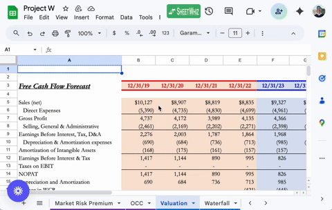 GIF of insert and delete column and row shortcuts in Google Sheets.